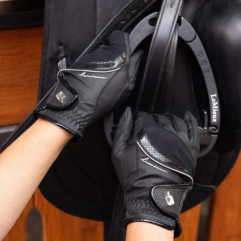 LeMieux Competition Riding Gloves - Black-3