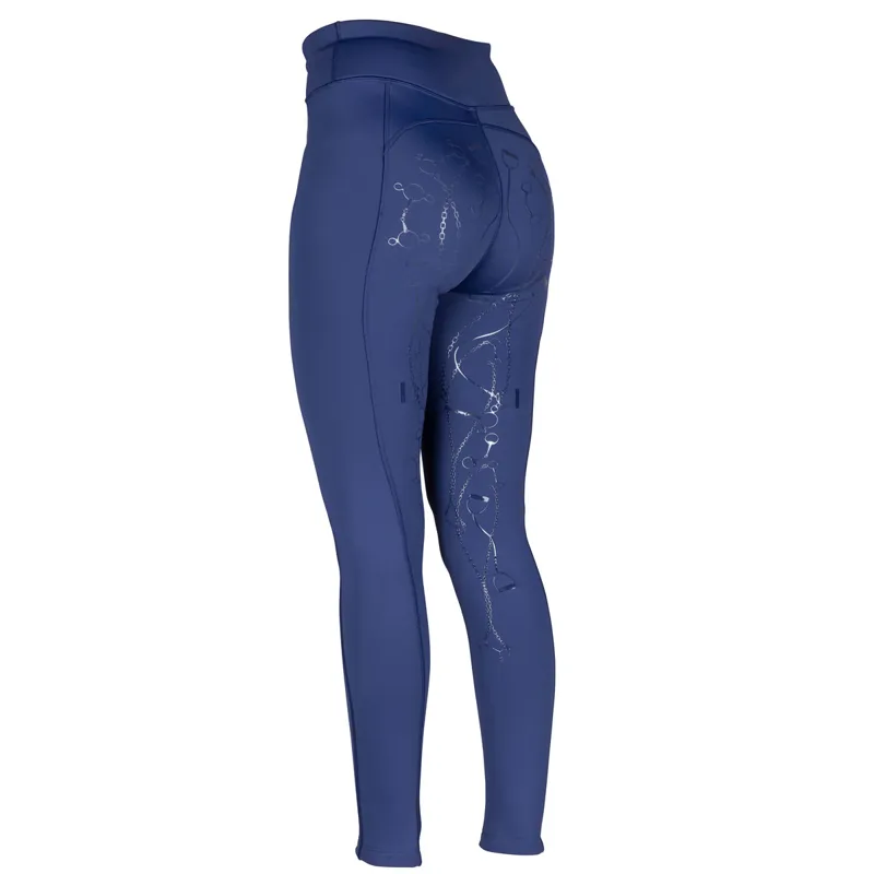 Aubrion Team Full Grip Ladies Winter Riding Tights - Navy-3
