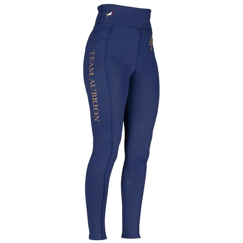 Aubrion Team Full Grip Ladies Winter Riding Tights - Navy-1