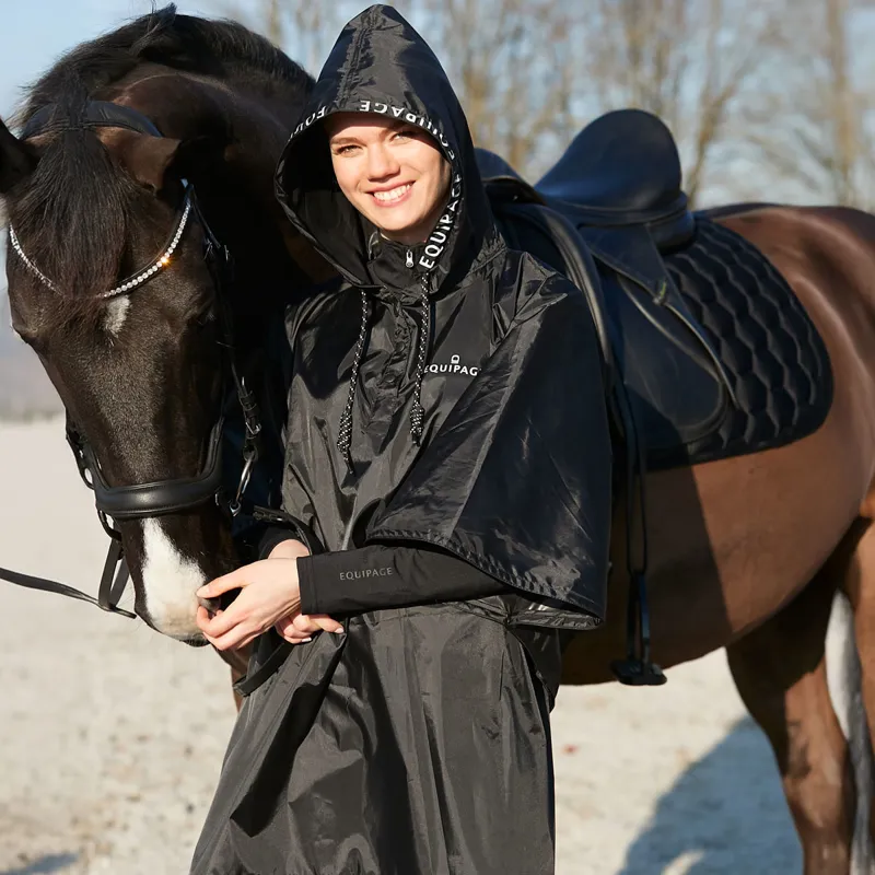 Equipage Lala Womens Rain Poncho Jacket - Black-3