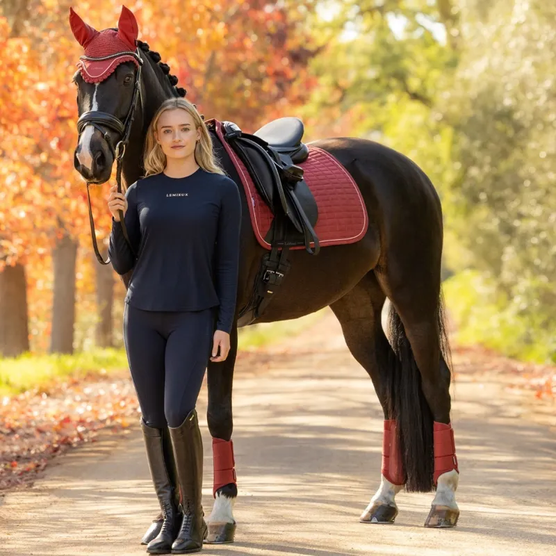 LeMieux Suede Dressage Saddlecloth - Russet-1