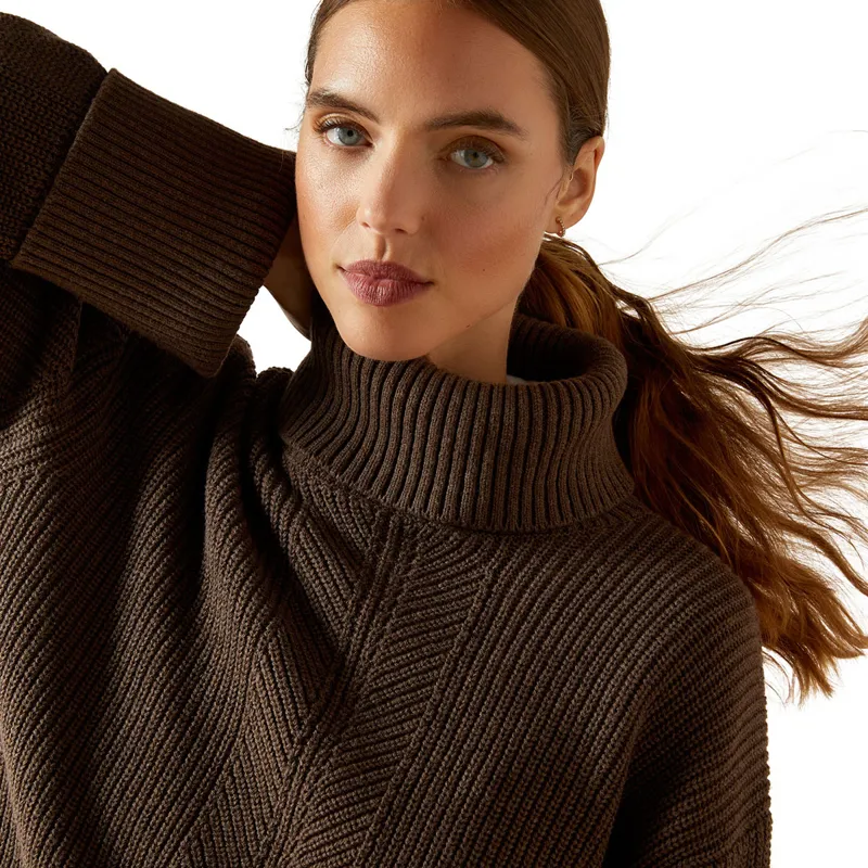 Ariat Country Lendal Womens Sweater - Coffee Brown Heather-3