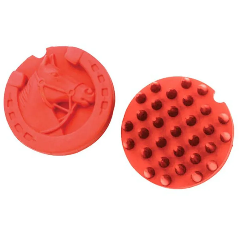 Lincoln Horse Head Rubber Curry Comb - Red
