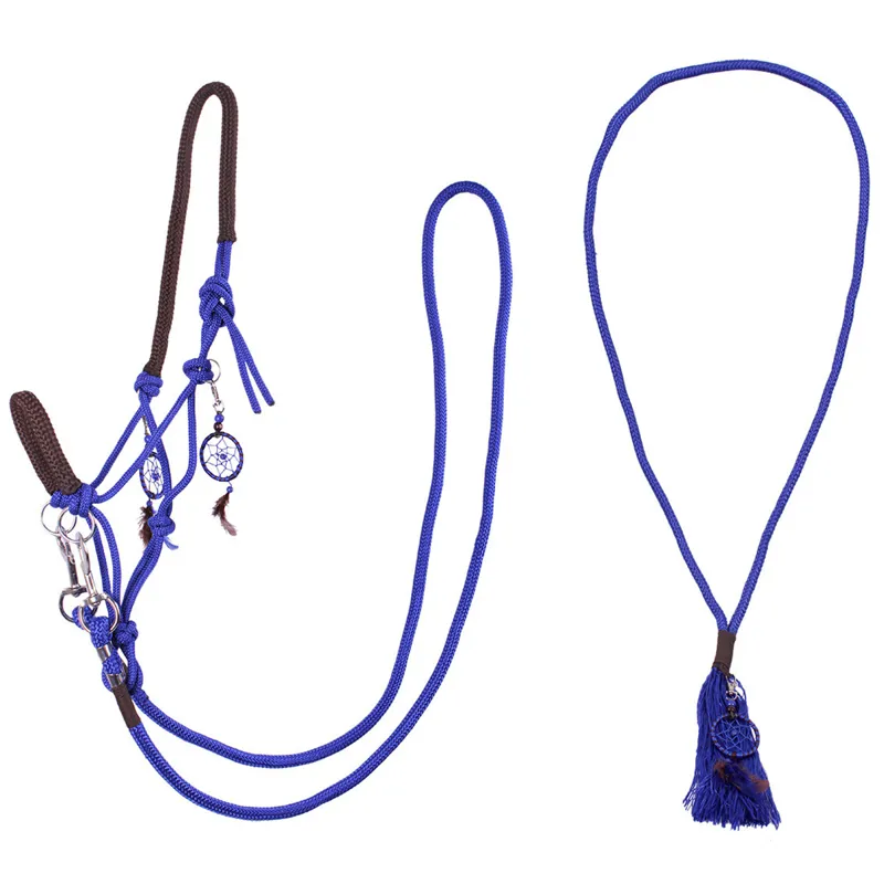 QHP Liberty Combi Headcollar and Neck Rope - Cobalt Blue-1