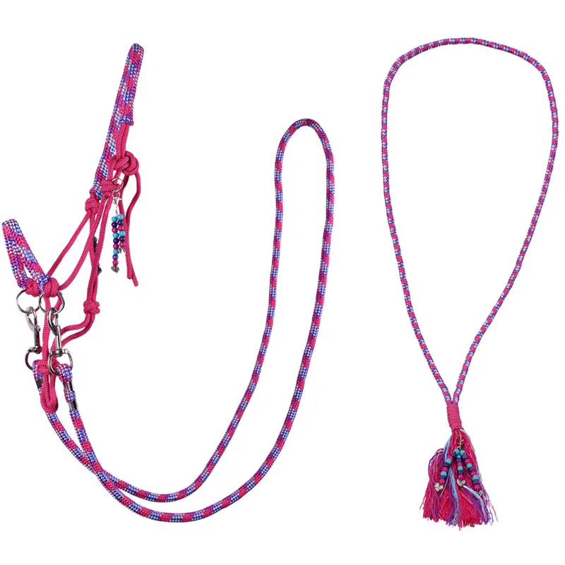 QHP Liberty Combi Headcollar and Neck Rope - Fuchsia