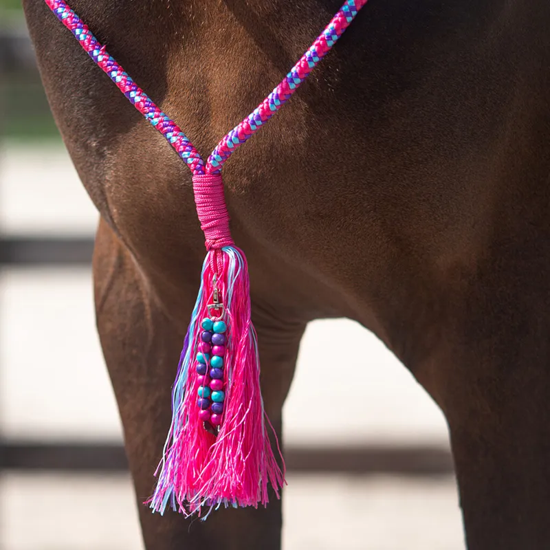 QHP Liberty Combi Headcollar and Neck Rope - Fuchsia-3