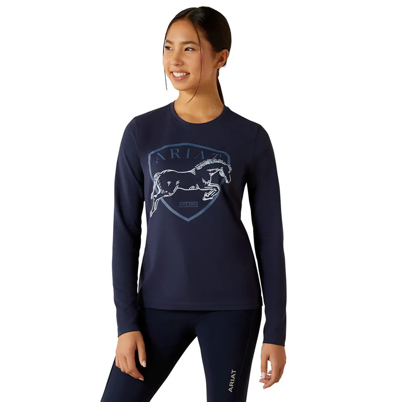 Ariat Liberty Jump Junior Girls Long Sleeve Tee - Navy