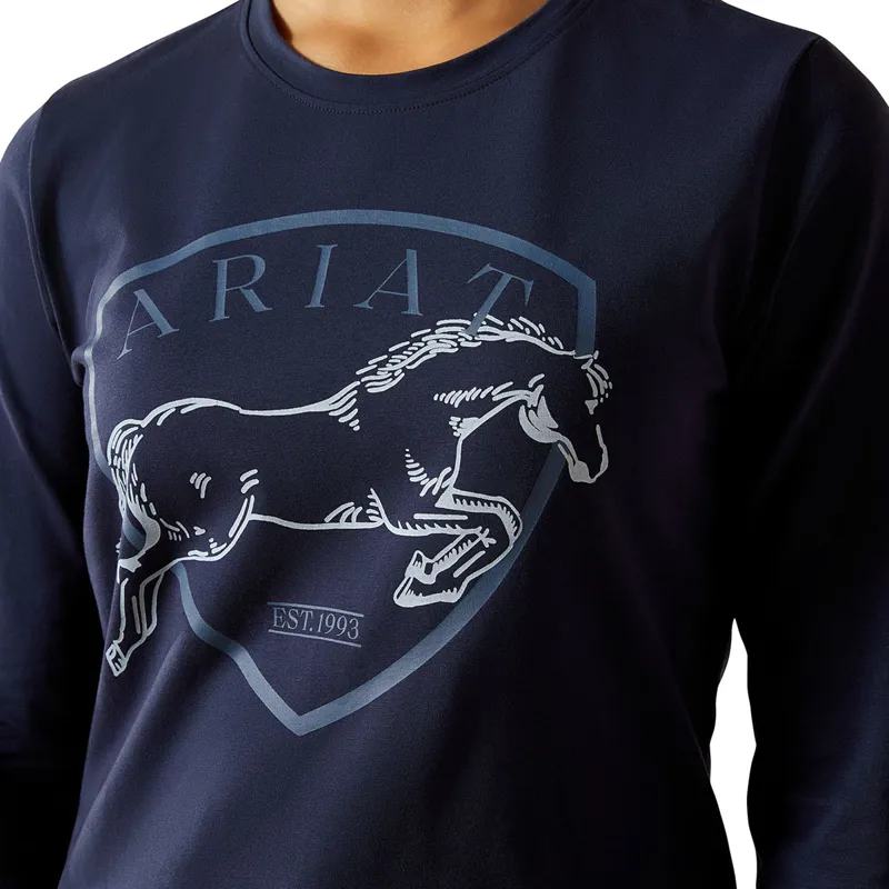 Ariat Liberty Jump Junior Girls Long Sleeve Tee - Navy-3