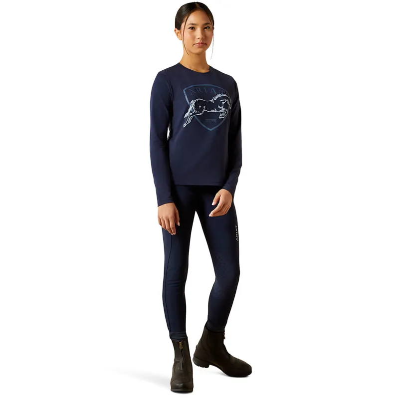 Ariat Liberty Jump Junior Girls Long Sleeve Tee - Navy-1
