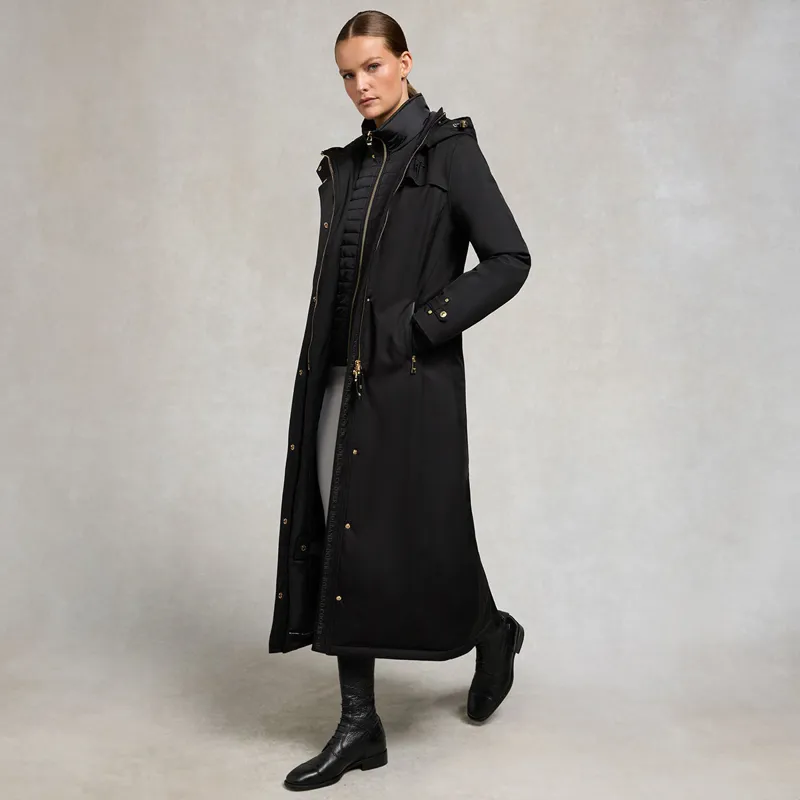 Holland Cooper Longline Womens Waterproof Training Coat - Black-3