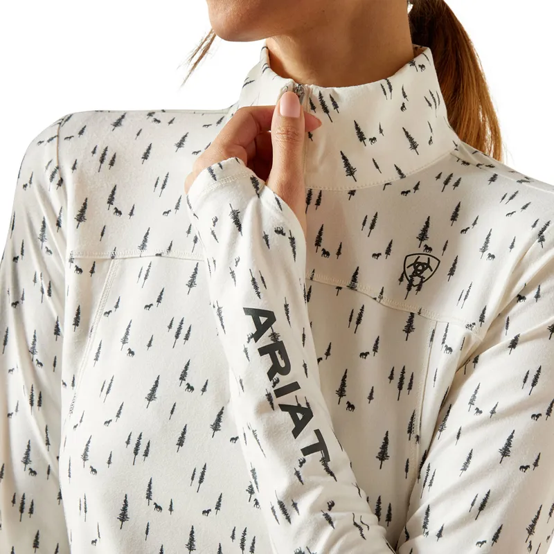 Ariat Lowell 3.0 1/4 Zip Womens Base Layer - Forest Horses-2