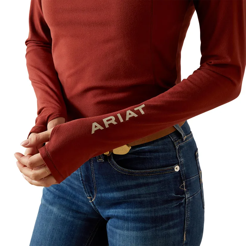 Ariat Lowell 3.0 1/4 Zip Womens Base Layer - Madder Brown-4