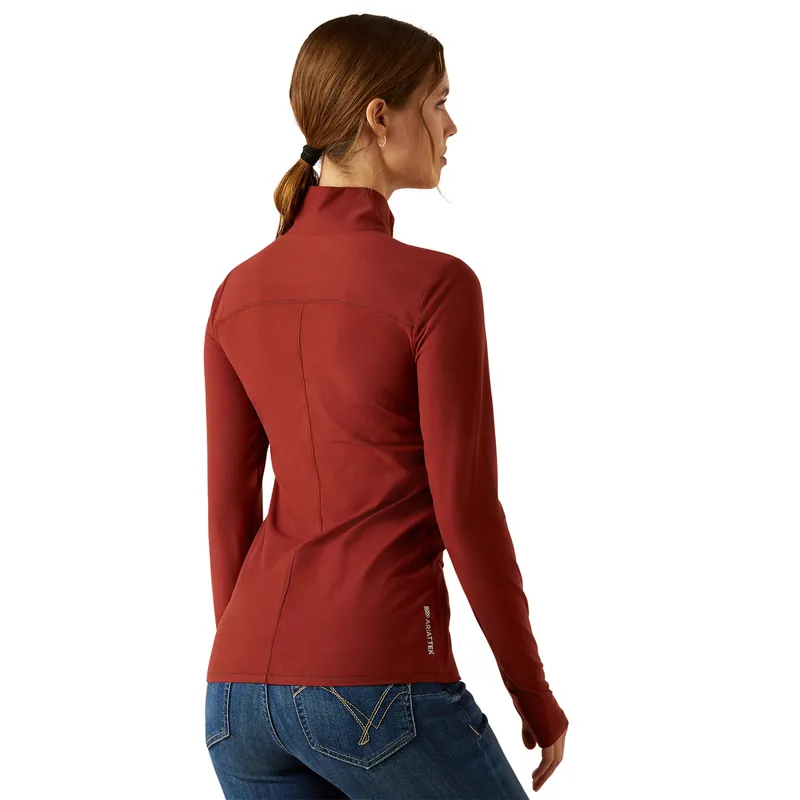 Ariat Lowell 3.0 1/4 Zip Womens Base Layer - Madder Brown-2