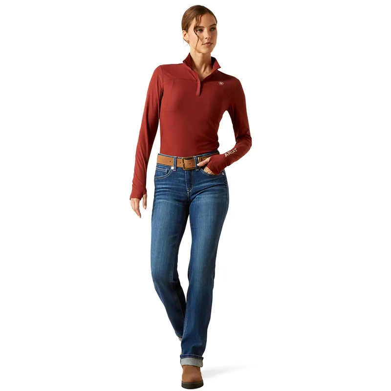 Ariat Lowell 3.0 1/4 Zip Womens Base Layer - Madder Brown-1