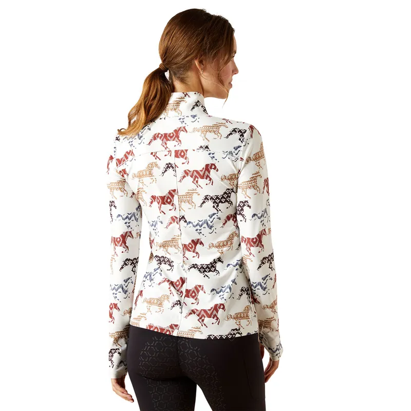 Ariat Lowell 3.0 1/4 Zip Womens Base Layer - Painted Ponies Print-2