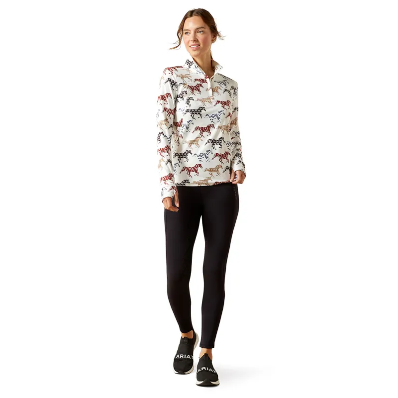 Ariat Lowell 3.0 1/4 Zip Womens Base Layer - Painted Ponies Print-1
