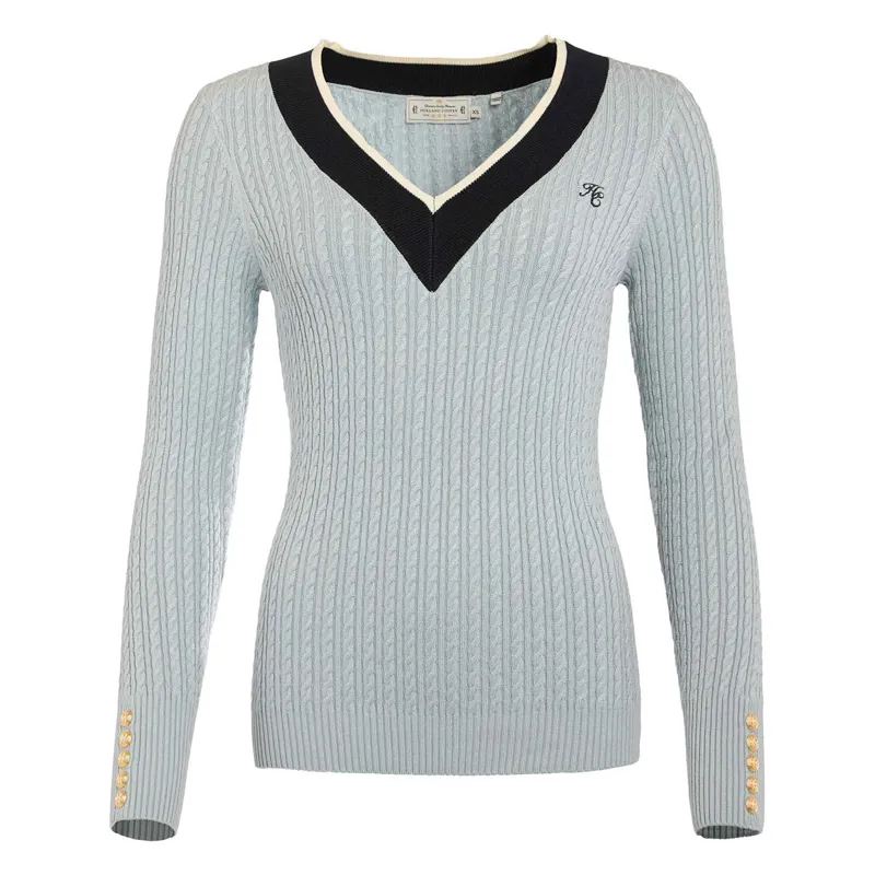 Holland Cooper Lucy Knit V-Neck Ladies Jumper - Pale Blue-5