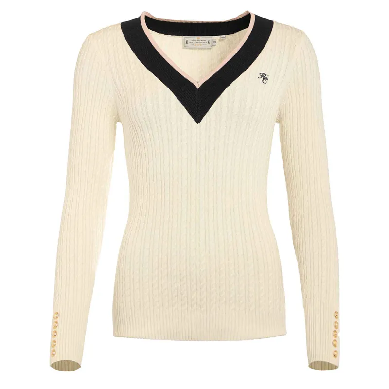 Holland Cooper Lucy Knit V-Neck Ladies Jumper - Natural-5