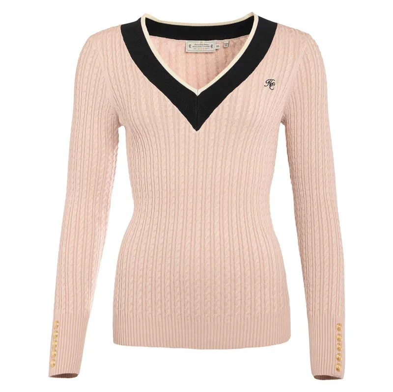 Holland Cooper Lucy Knit V-Neck Ladies Jumper - Soft Pink-3
