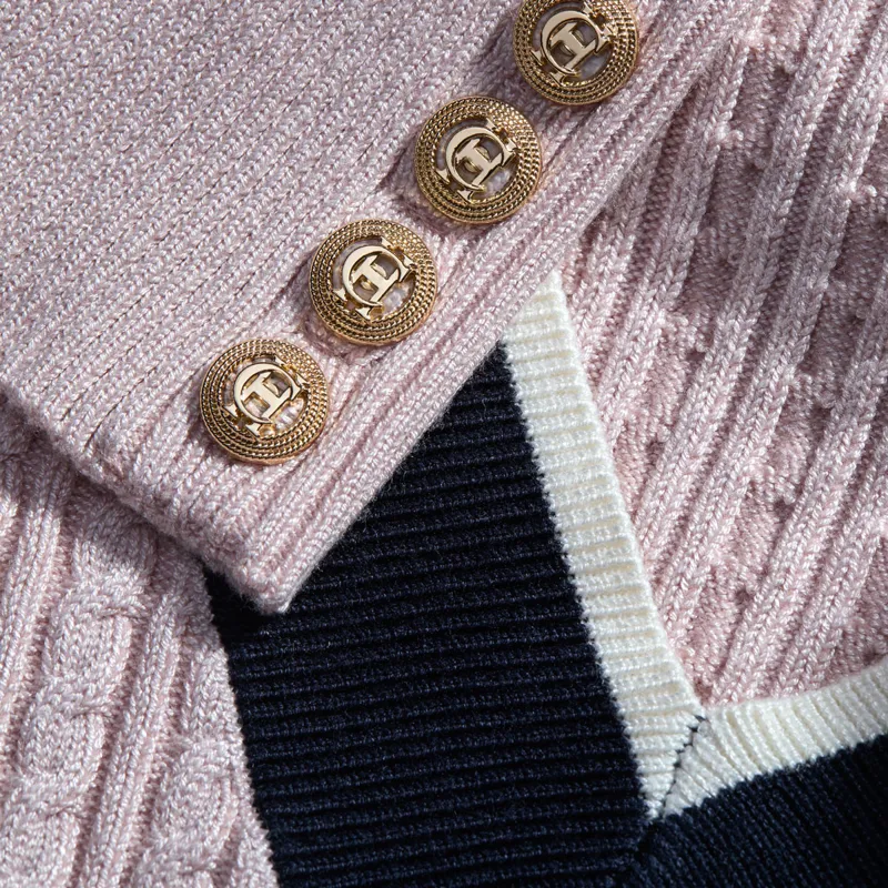 Holland Cooper Lucy Knit V-Neck Ladies Jumper - Soft Pink-2