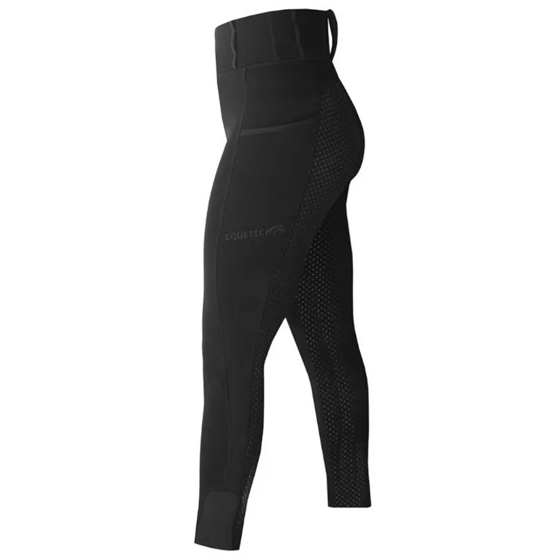 Equetech Luxe Winter Full Grip Womens Pull-On Breeches - Black-1