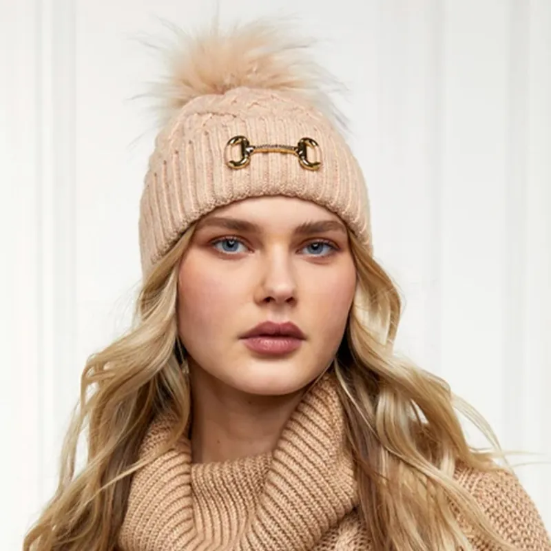 Holland Cooper Horse Bit Bobble Hat - Camel-2