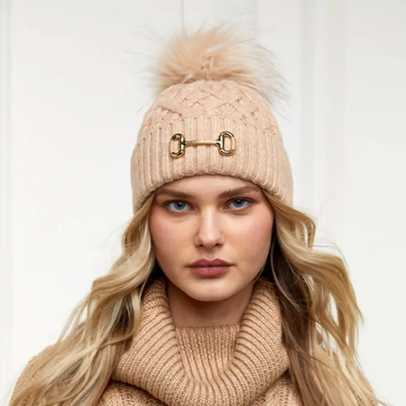Holland Cooper Horse Bit Bobble Hat - Camel