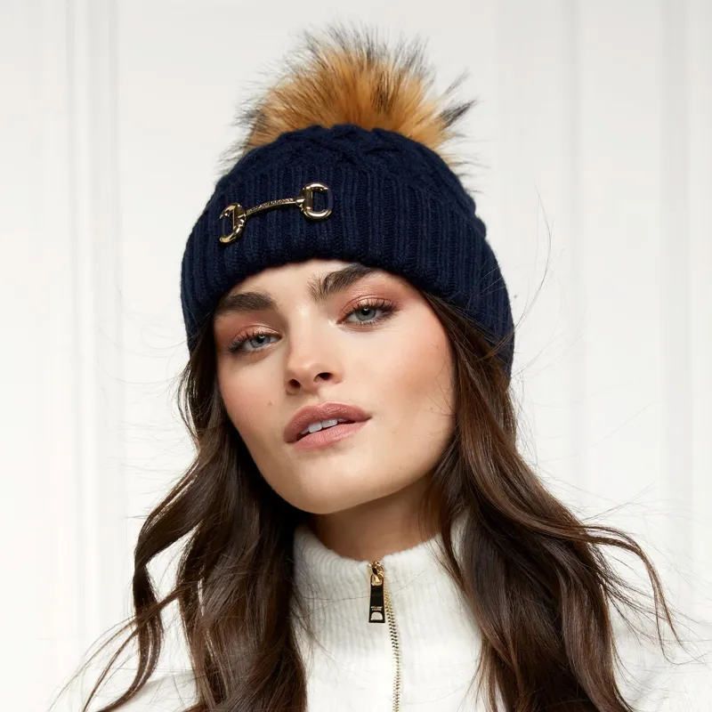 Holland Cooper Horse Bit Bobble Hat - Ink Navy-2
