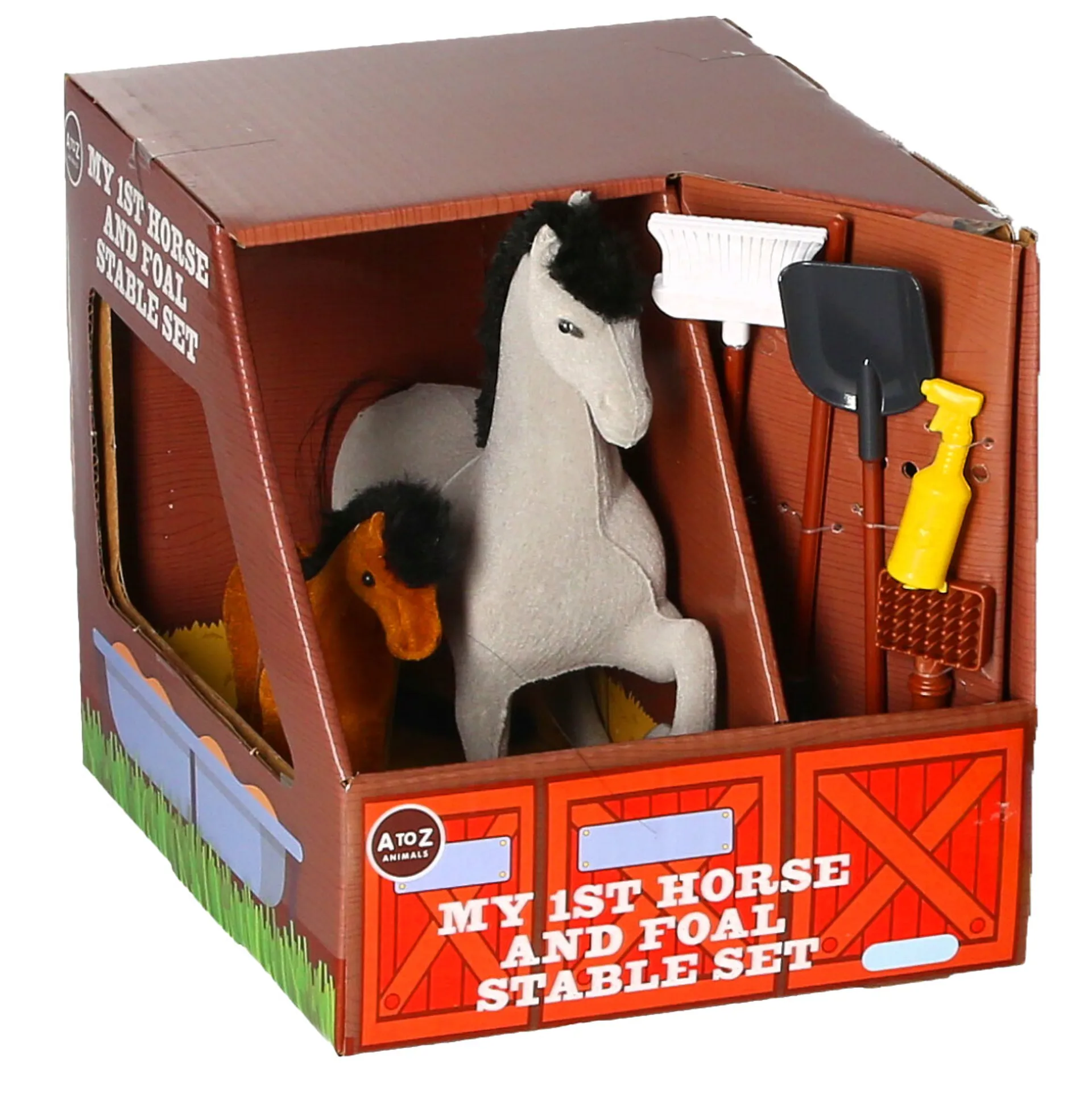 Platinum Horse and Foal Stable Toy Set Grey
