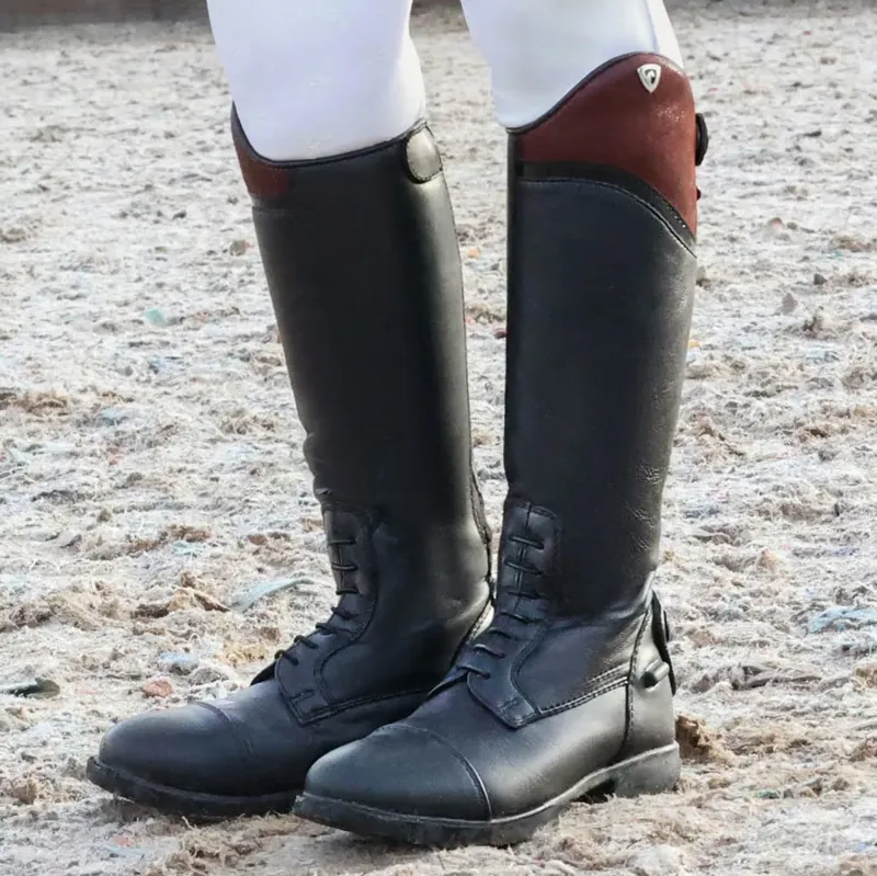 Hy Equestrians Masera Junior Tall Riding Boots - Black/Oxblood-1