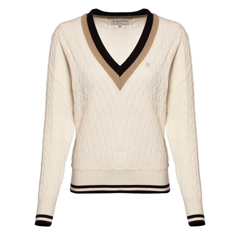 Holland Cooper Melissa V-Neck Knit Ladies Jumper - Natural-4