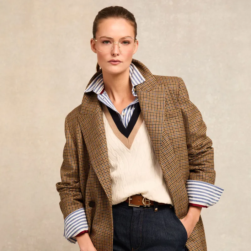 Holland Cooper Melissa V-Neck Knit Ladies Jumper - Natural-2