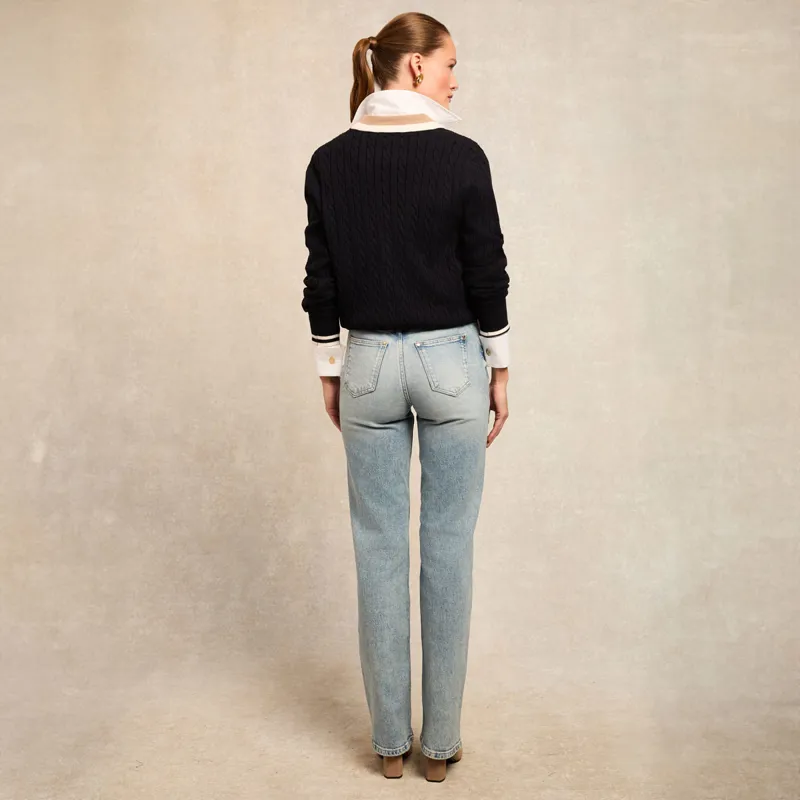 Holland Cooper Melissa V-Neck Knit Ladies Jumper - Ink Navy-1