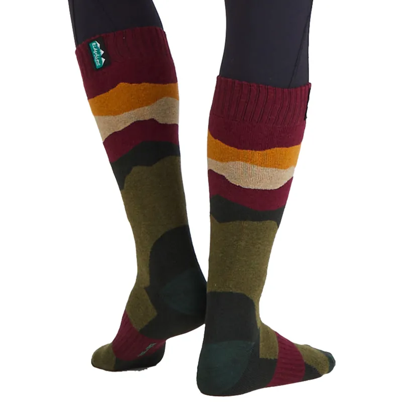 Ridgeline Merino Wool Unisex Full Length Socks - Berry Stripe-3