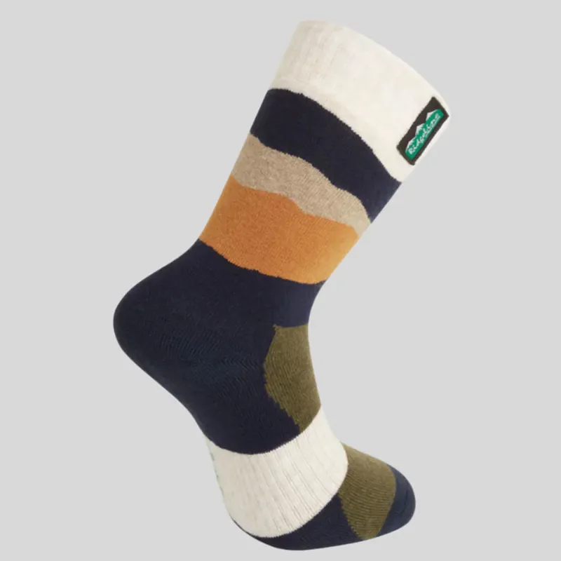 Ridgeline Unisex Merino Wool Mid Length Socks - Navy Stripe-1