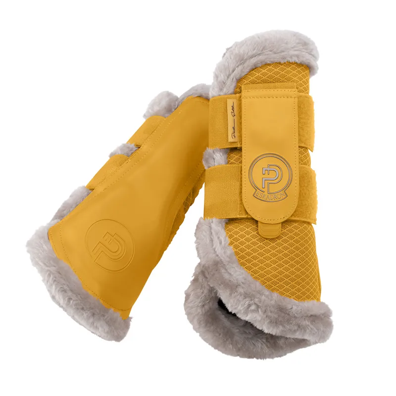 Eskadron Platinum Mesh Faux Fur Tendon Boots - Golden Yellow