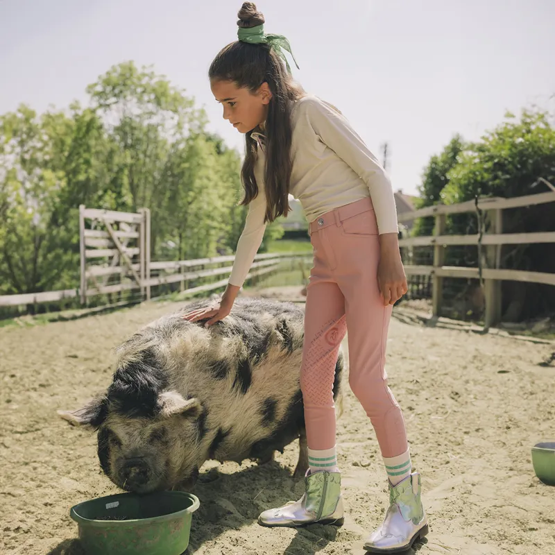 Kentucky Miami Junior Girls Knee Grip Breeches - Old Rose-9