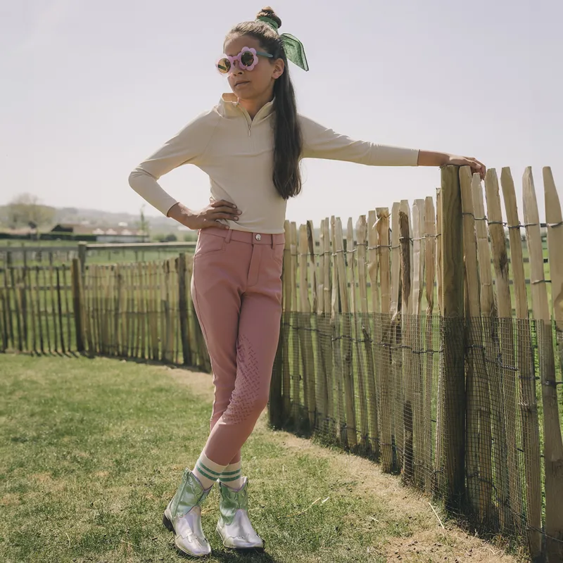 Kentucky Miami Junior Girls Knee Grip Breeches - Old Rose-7