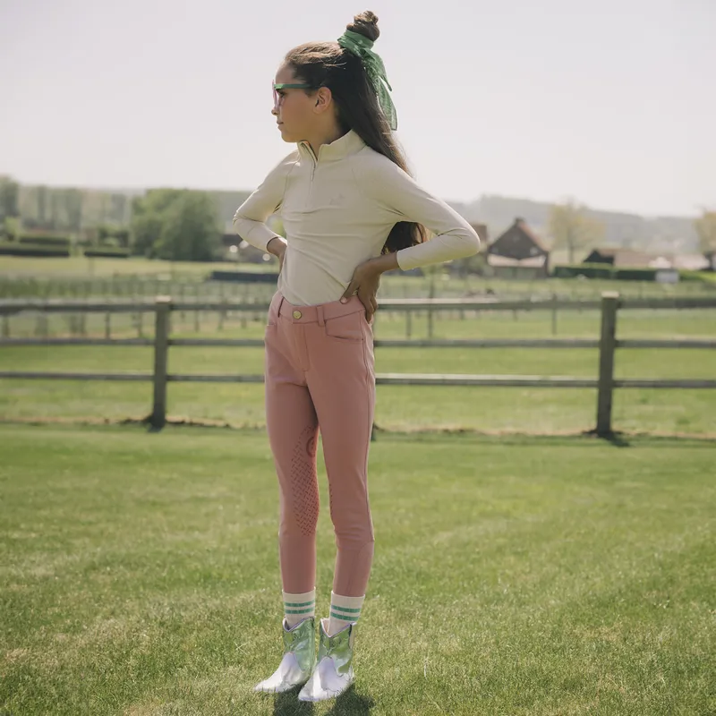 Kentucky Miami Junior Girls Knee Grip Breeches - Old Rose-5
