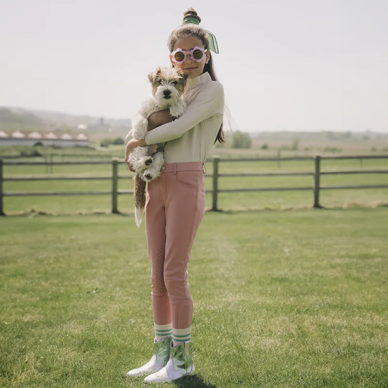 Kentucky Miami Junior Girls Knee Grip Breeches - Old Rose-4