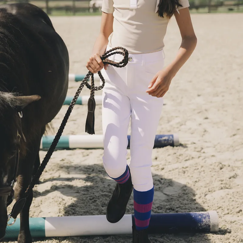 Kentucky Miami Junior Girls Knee Grip Breeches - White-4