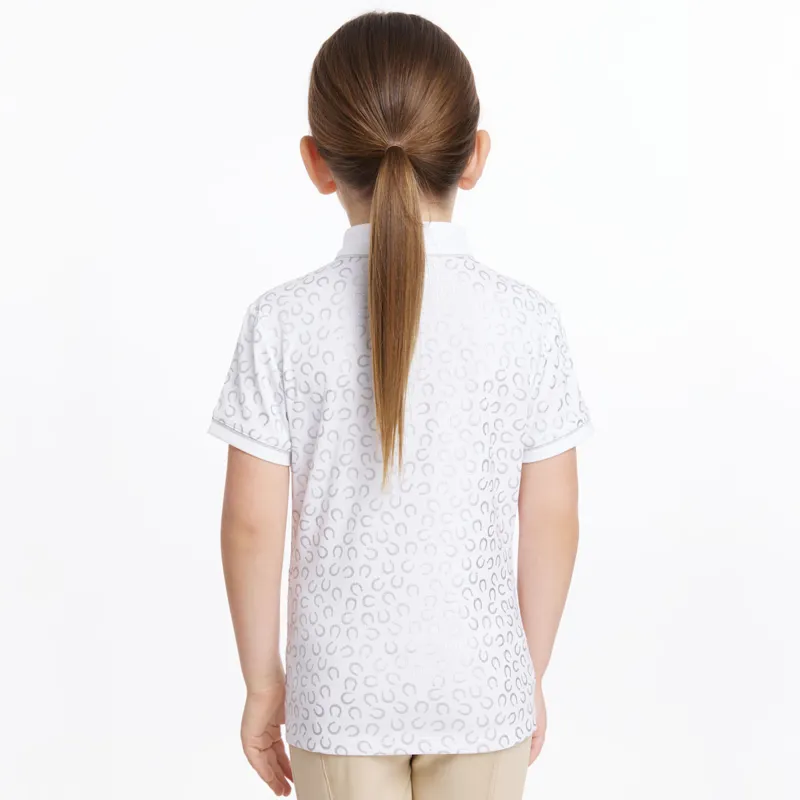 LeMieux Mini Bella Junior Girls Show Shirt - White/Horseshoes-2