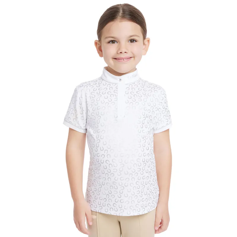 LeMieux Mini Bella Junior Girls Show Shirt - White/Horseshoes