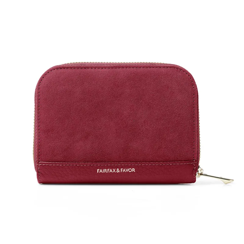 Fairfax and Favor Mini Salisbury Purse - Cherry Suede-2