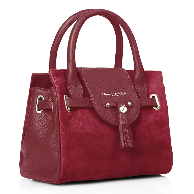 Fairfax and Favor Mini Windsor Handbag - Cherry Suede-4