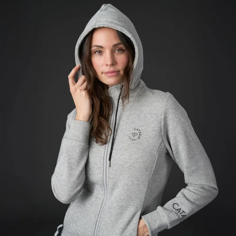 Catago Natalie Ladies Zip Hoodie - Grey Melange-3