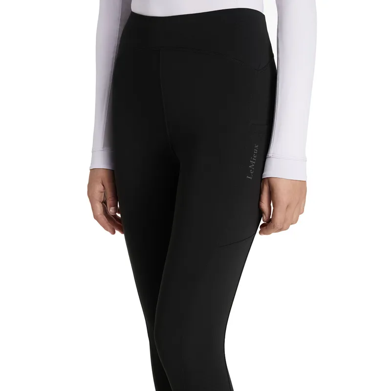 LeMieux Young Rider Nell Brushes Pull On Junior Riding Tights - Black-3