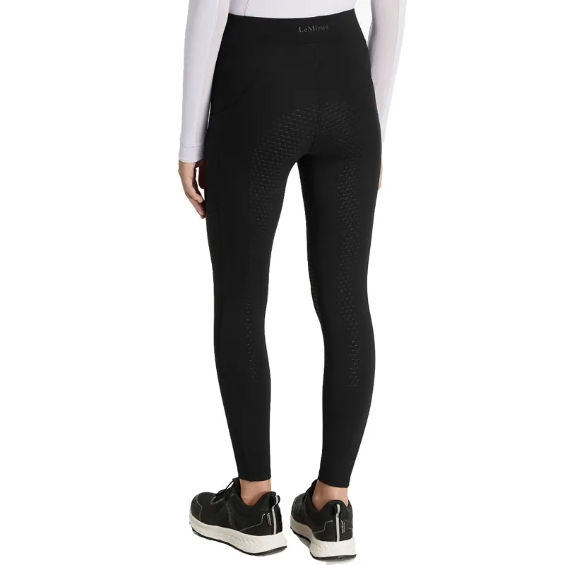LeMieux Young Rider Nell Brushes Pull On Junior Riding Tights - Black-2