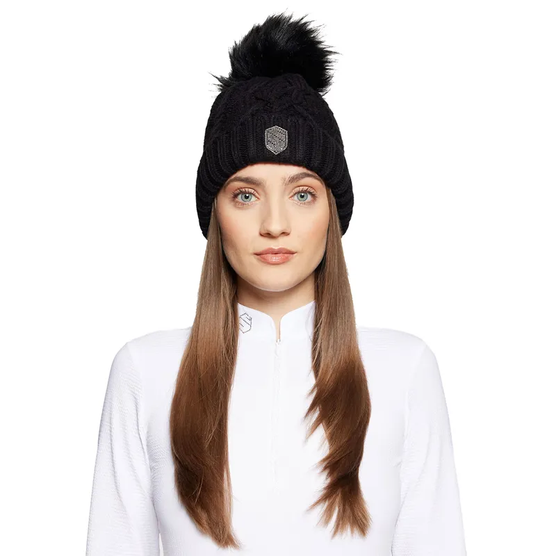Samshield Nora Crystal Intarsia Bobble Hat - Black