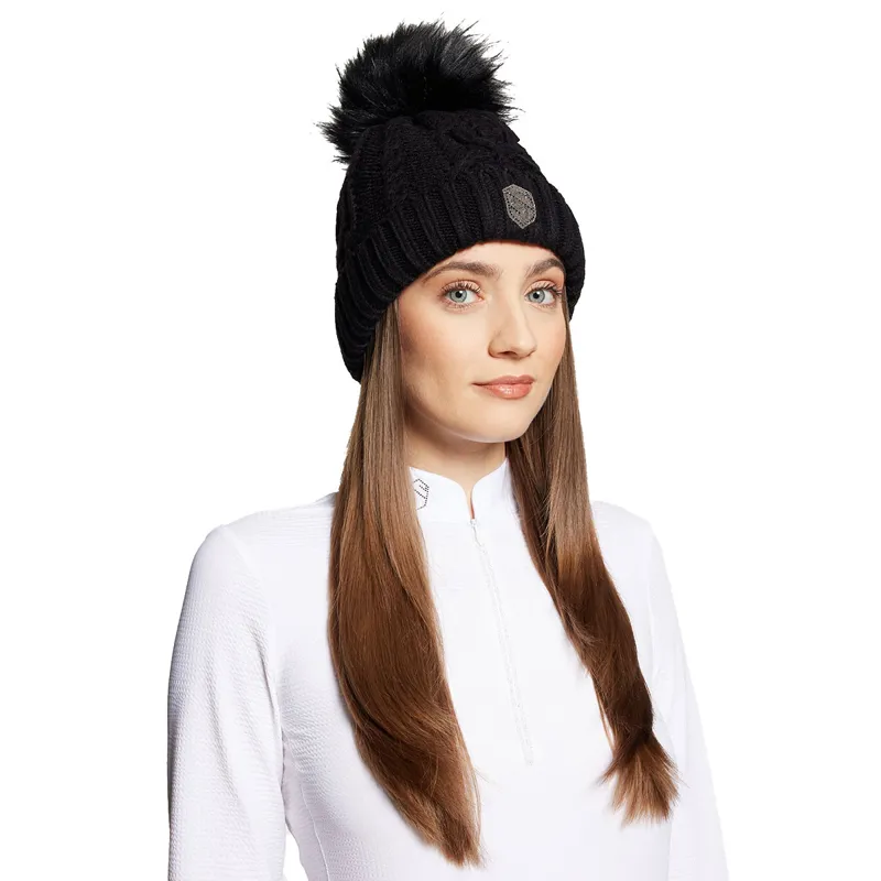 Samshield Nora Crystal Intarsia Bobble Hat - Black-1